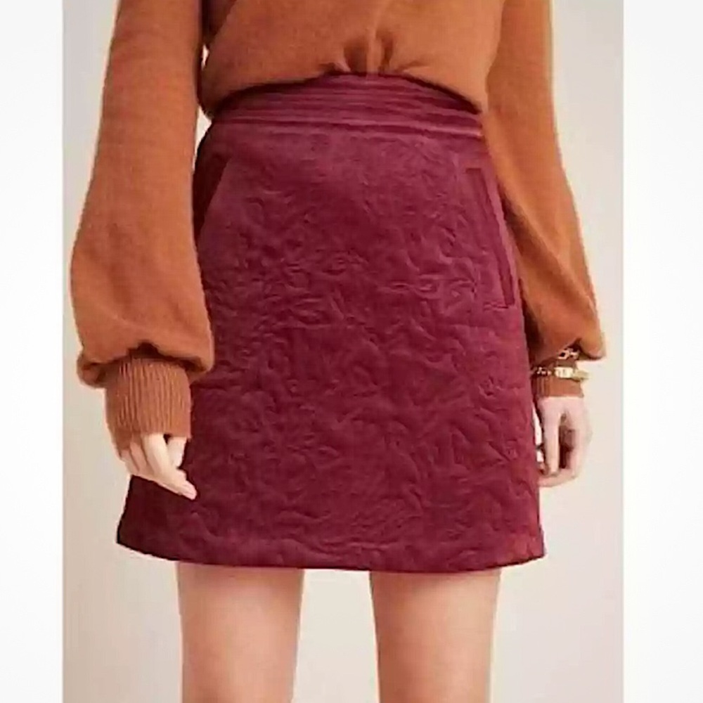 Maeve by Anthropologie mini Quilted Skirts size 2 burgundy